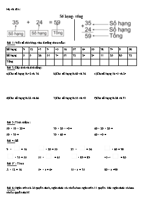 Bài tập Toán Lớp 2 - Bài Số hạng - tổng